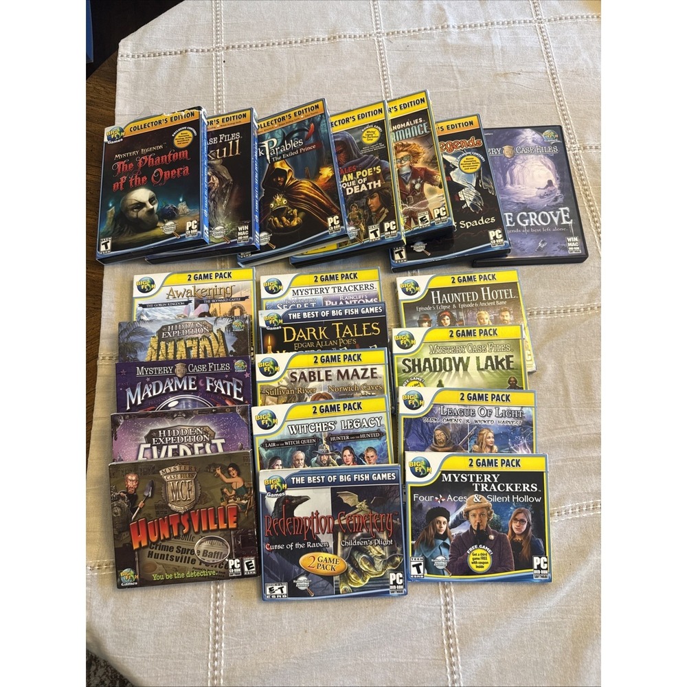 Lot of 21 Big Fish Mystery PC Games